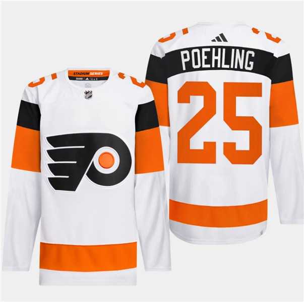 Men's Philadelphia Flyers #25 Ryan Poehling White 2024 Stadium Series Stitched Jersey Dzhi